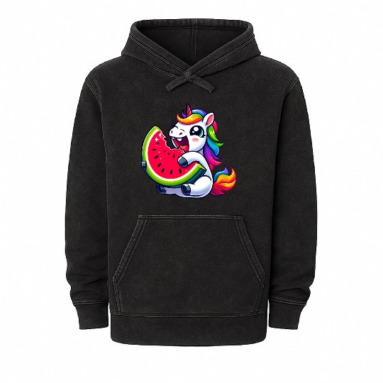 Unicorn Watermelon Summer Design Mineral Wash Hoodies