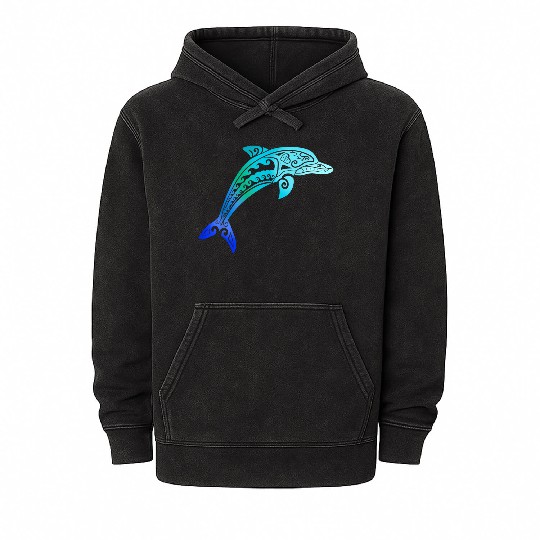 Jumping Dolphin Tribal Mineral Wash Hoodies
