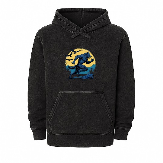 Running Werewolf with Crows Mineral Wash Hoodies