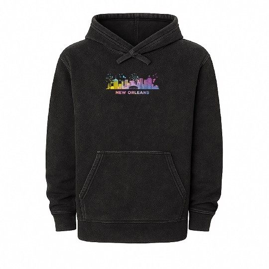 New Orleanian Skyline New Orleans Mineral Wash Hoodies