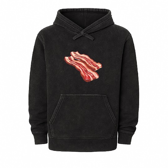 Delicious Bacon Strips Illustration Mineral Wash Hoodies