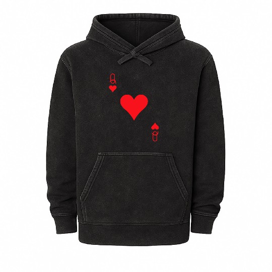 Queen of Hearts Cards Valentine Matching Couple Hi Mineral Wash Hoodies