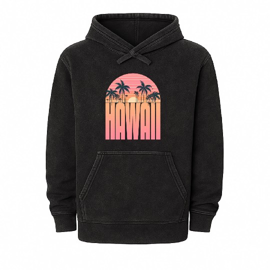 Tropical Sunset Serenity: the Aloha Spirit, Hawaii Mineral Wash Hoodies