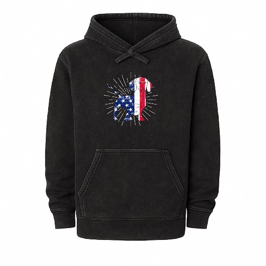 Dachshund 4th Of July US Flag Dog Lovers Patriotic Mineral Wash Hoodies