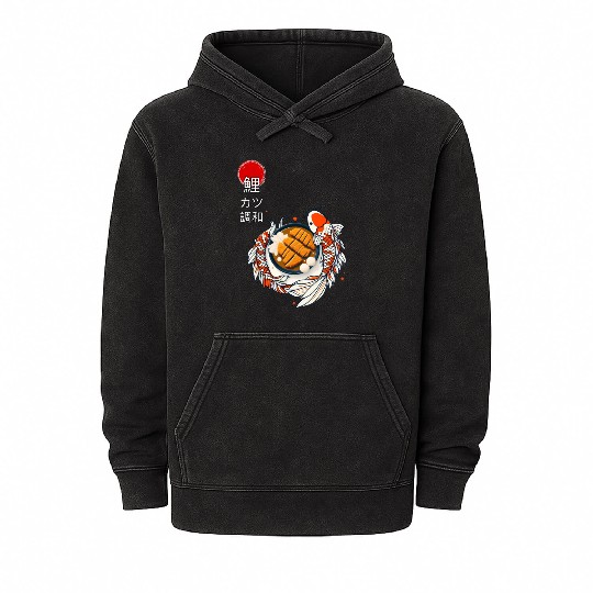 Koi Meets Katsu: An Elegant Japanese Fusion Mineral Wash Hoodies