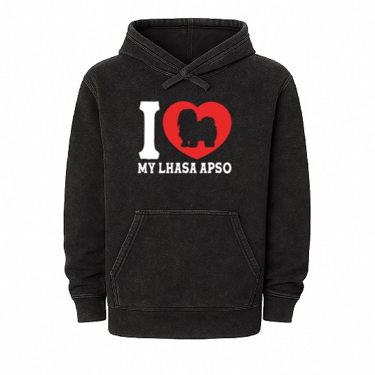 Puppy Dog Lover Pet I Love My Lhasa Apso Mineral Wash Hoodies