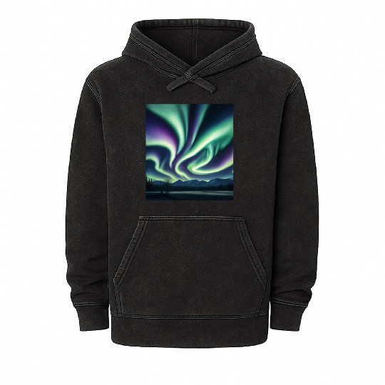 ultra realistic northern lights Mineral Wash Hoodies