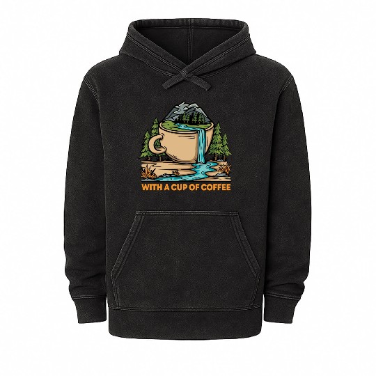 coffe n nature mountains Classic Mineral Wash Hoodies