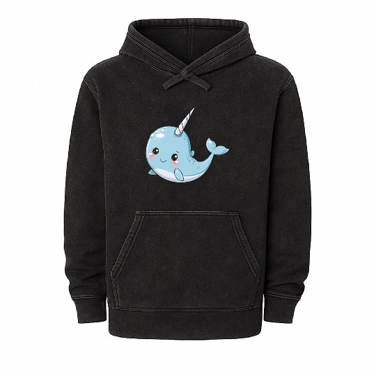 Adorable Narwhal Fantasy Encounter Mineral Wash Hoodies