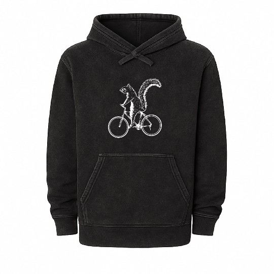 Squirrel On A Bicycle Funny Chipmunks Animal Lover Mineral Wash Hoodies