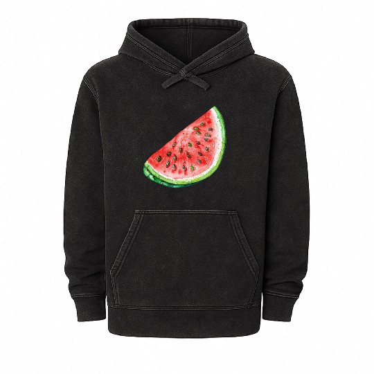 Watermelon Clipart - Fresh Summer Fruit Designs, Mineral Wash Hoodies