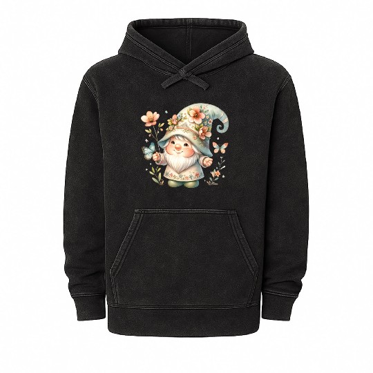 Cute Gnomes Clipart - Adorable Garden Gnome Mineral Wash Hoodies