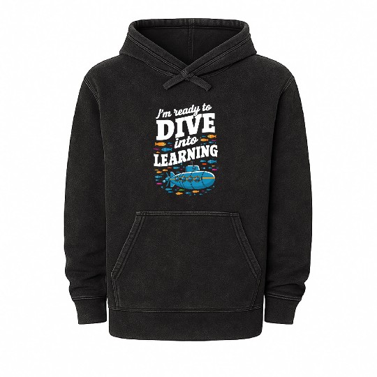School Submarine Ready To Dive Into Learning Mineral Wash Hoodies