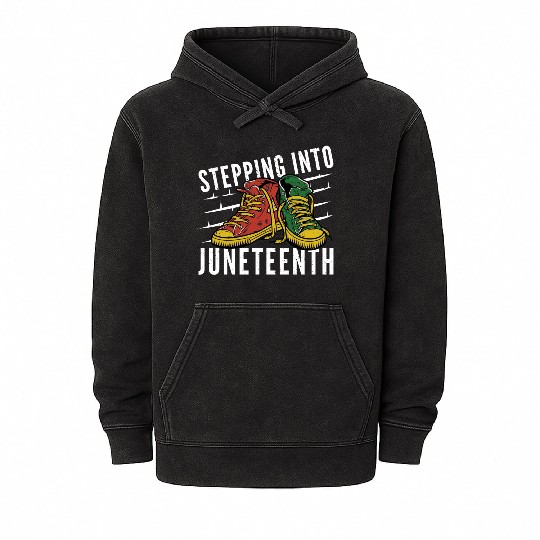 Stepping Into Juneteenth 2024 Afro American Mineral Wash Hoodies
