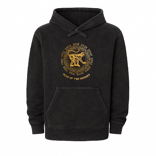Chinese New Year Of The Monkey Chinese Zodiac Year Mineral Wash Hoodies