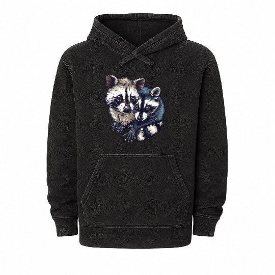 Opossum and raccoon Mineral Wash Hoodies