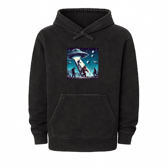 Bigfoot and the UFO Mineral Wash Hoodies