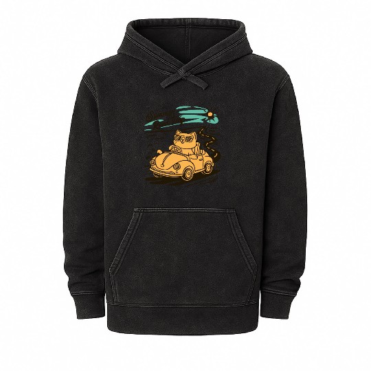 Summer Road Trip Vacation Cat lover Gift Mineral Wash Hoodies