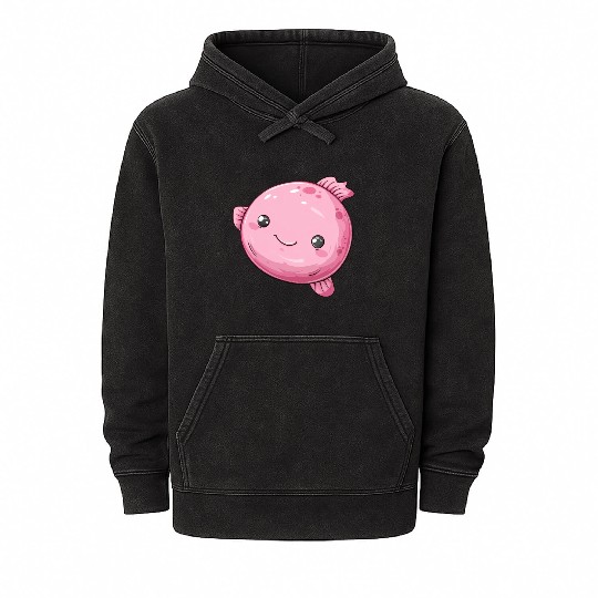 Bubble Fish Fantasy in Pink with Happy Face Mineral Wash Hoodies