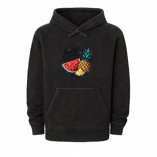 Sweet Summer Time Watermelon and Pineapple Mineral Wash Hoodies