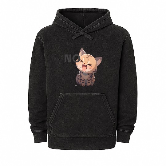 Angry Kawaii Bengal Cat kitten interjection “NO" Mineral Wash Hoodies