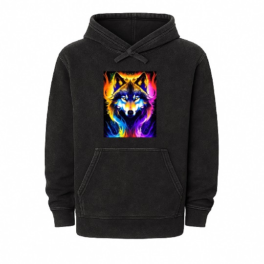 Cosmic Wolf Mineral Wash Hoodies