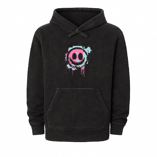 Graffiti Smiley Face - Urban Street Art Mineral Wash Hoodies