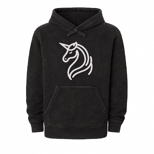 Minimalist Unicorn Symbol - light pink gray Mineral Wash Hoodies