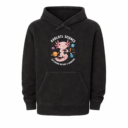Axolotl Science Teacher Mexican Salamander Mineral Wash Hoodies