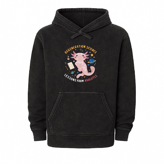 Axolotl Science Teacher Mexican Salamander Mineral Wash Hoodies