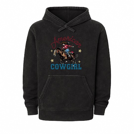 Rustic Ameircan Cowgirl Mineral Wash Hoodies