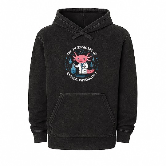 Axolotl Science Teacher Mexican Salamander Mineral Wash Hoodies