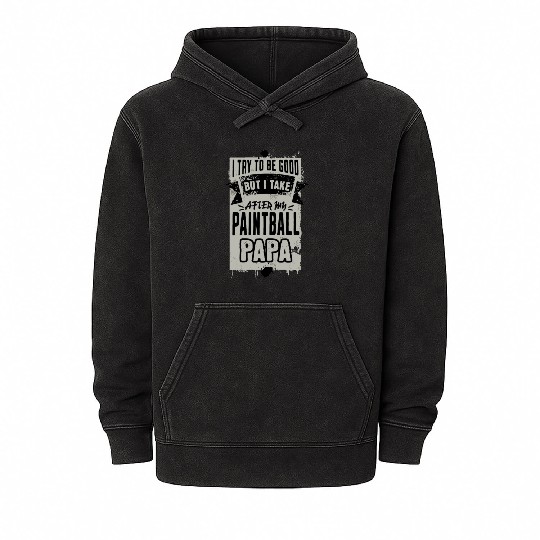 paintball papa, black and grey Mineral Wash Hoodies
