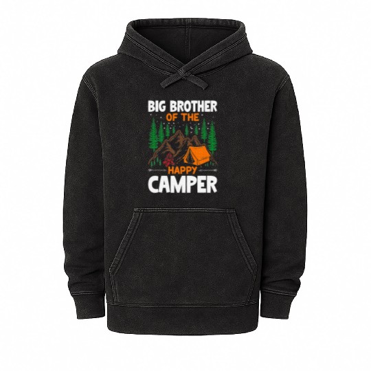 Big Brother of The Happy Camper Hiking Lover Mineral Wash Hoodies