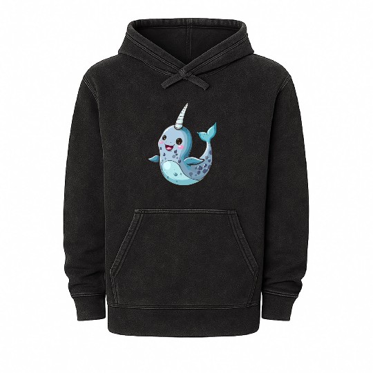 Adorable Narwhal Cartoon Enchantment Mineral Wash Hoodies