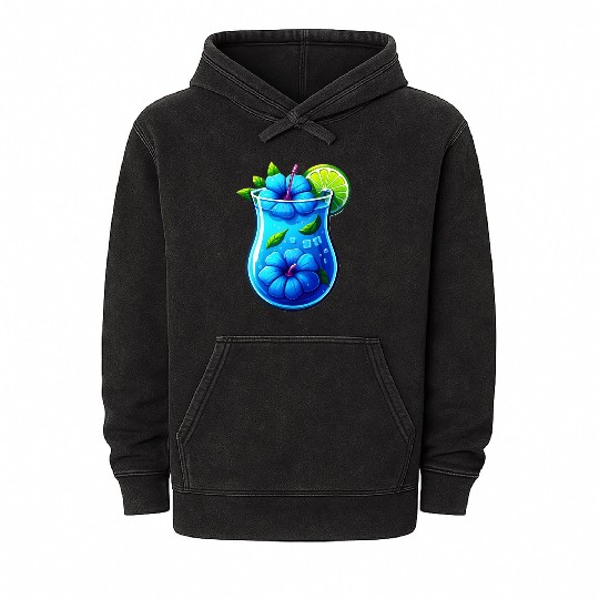 Blue hibiscus tea Mineral Wash Hoodies