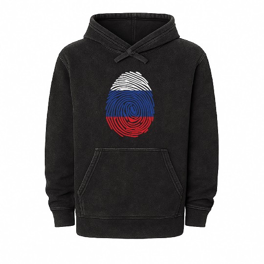 Russian fingerprint flag Mineral Wash Hoodies