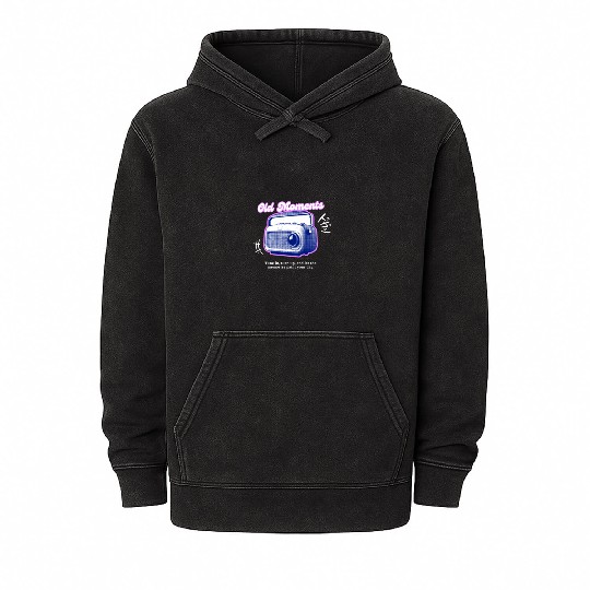 Lilac Black Halftone Radio Portrait Mineral Wash Hoodies