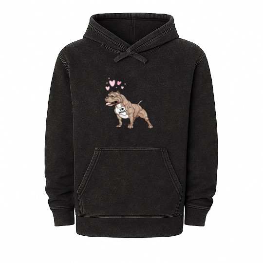 Gifts Dog Pitbull I Love Mom Tattoo Gift Mineral Wash Hoodies