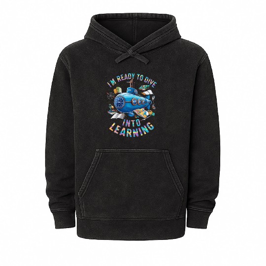 Ready To Dive Into Learning Back School Submarine Mineral Wash Hoodies