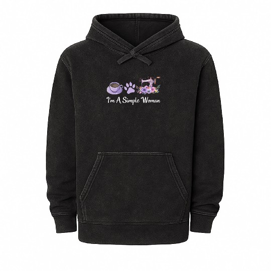I'm A Simple Woman - Cat Lover Sewing Sewing Lover Mineral Wash Hoodies