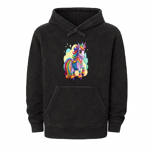 Crochet Rainbow Unicorn Mineral Wash Hoodies