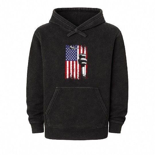 American Flag US, air traffic controller Mineral Wash Hoodies