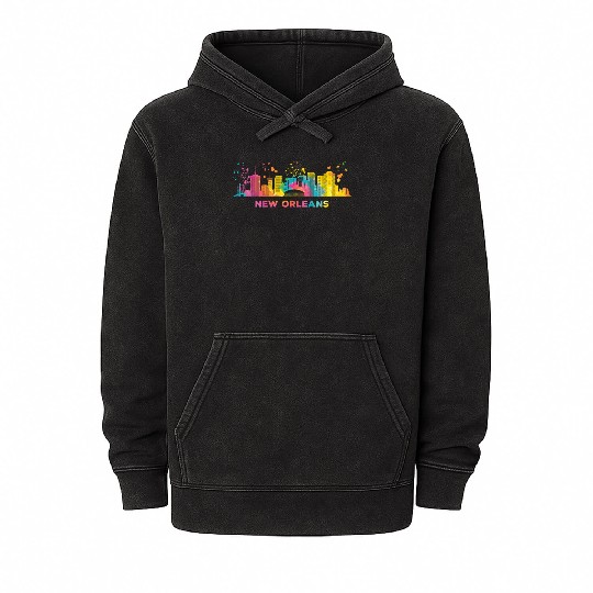 New Orleanian Skyline New Orleans Mineral Wash Hoodies