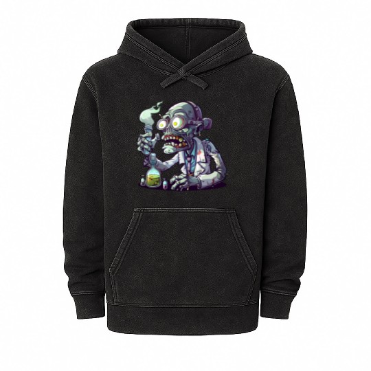 Scientific research zombies Mineral Wash Hoodies