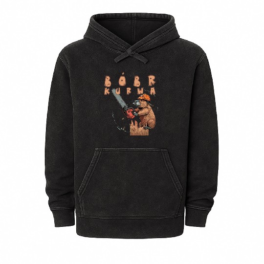 Beaver Lumberjack Chainsaw Mineral Wash Hoodies