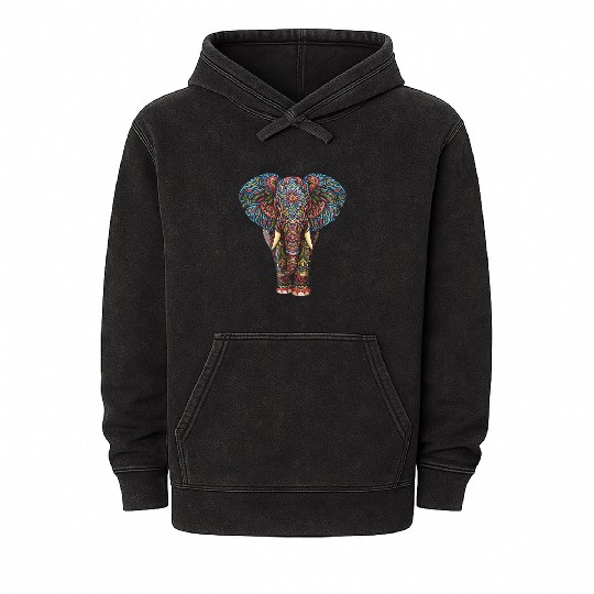 Elephant Mandala for a Art lover Elephant fan Mineral Wash Hoodies