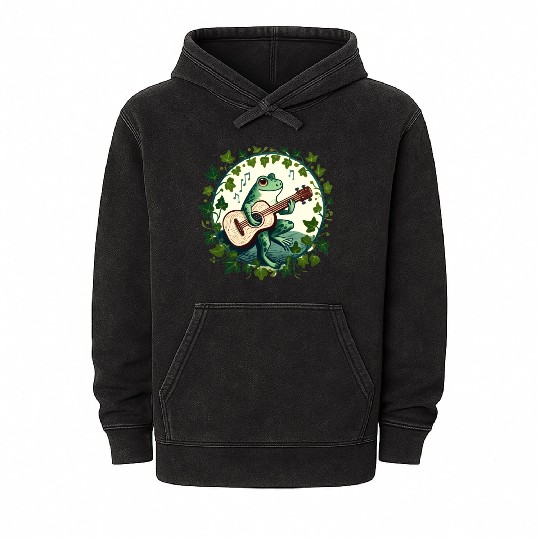 Guitar Frog Mineral Wash Hoodies