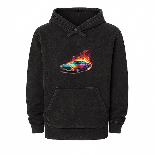 Retro American Racing Muscle Car Mineral Wash Hoodies