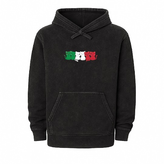 Italian Flag Cat Italian Italy Mineral Wash Hoodies